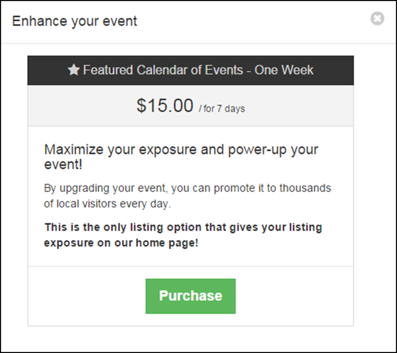 BLOX Upsell Manager Calendar prompt